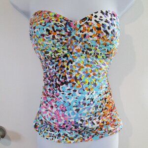 NWT Anne Cole Sunset Dot Twist Front Tankini Swim Top Sz XS